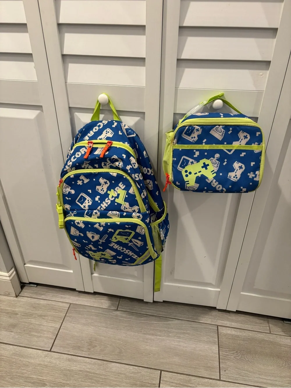 Kids Blue & Lime Gamer Backpack and Lunch Bag Set
